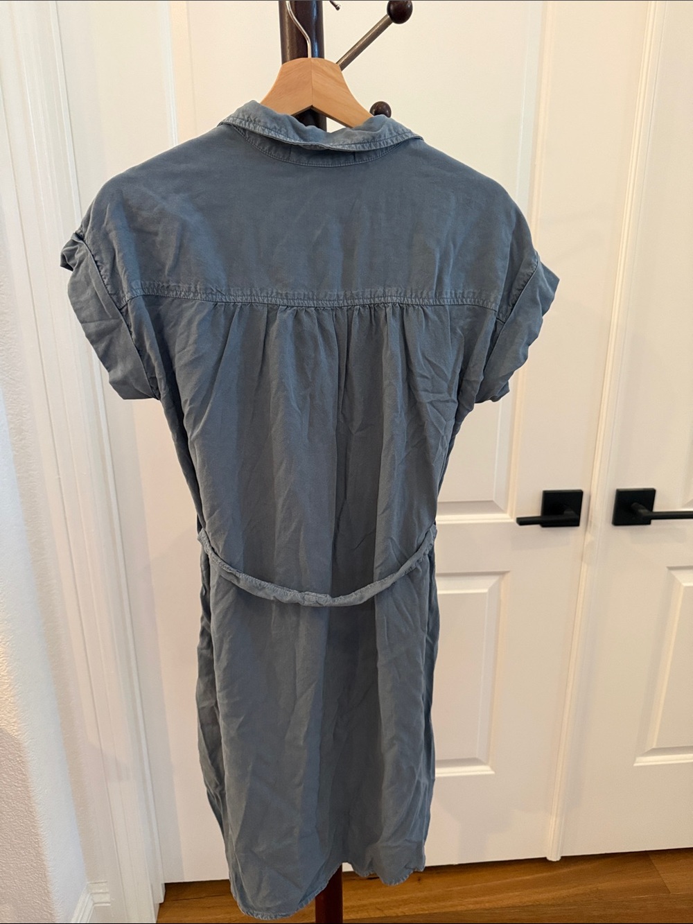 Anthropologie Washed Blue Button-Front Mini Shirt Dress - Picture 4 of 5